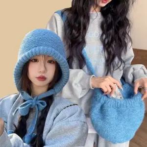 모자 후드 방한모자 크로스백 겨울 니트 투인원 보넷 시아나