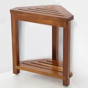 다리 면도용 보신 16인치 샤워 풋레스트 코너 의자 수납 선반 내부 작은 벤치 - 아카시아 우드