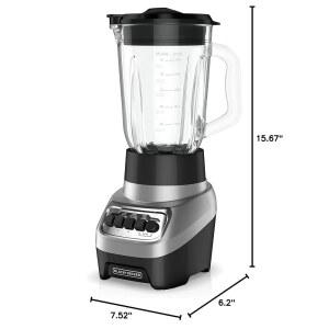 블랙 데커 유리병 6컵 다기능 실버 설정 4단 속도 블렌더 파워크러쉬