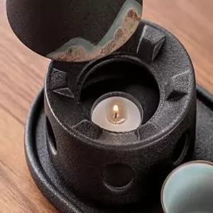 도자기 DI02YE93 티워머 블랙 티팟워머 도자기받침 도자기화로 머그워머 차우리는도구