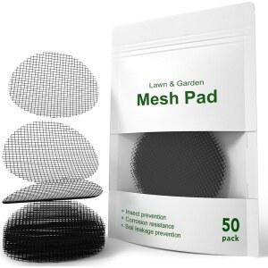 르 타우치 식물 화분 구멍 메쉬 재사용, 손실 원형 50팩 토양 원예 필수품, 매트, 커버, 내구성 분재 배수 패드, 바닥 2인치 격자 방지,