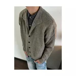 미비다 남성 폴라 니트 스웨터 빈티지 반 울 혼방 캐주얼 카디건 ADOR1
