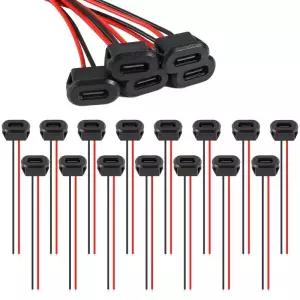 5/10/20pcs Type-C 암 섀시 2 핀 소켓 커넥터 방수 잭 충전 포트 카드 버클 포함