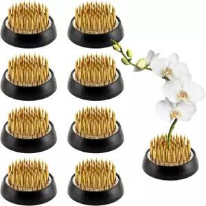 FARQAN 9개 꽃개구리 원형 황동 꽃꽂이 일본 이케바나 꽃병 홈 DIY 공예용 고정 도구 핀 1.34인치