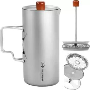 실버란트 티타늄 커피 프렌치 프레스 컵 캠핑 머그 여행용 메이커 배낭여행 하이킹용