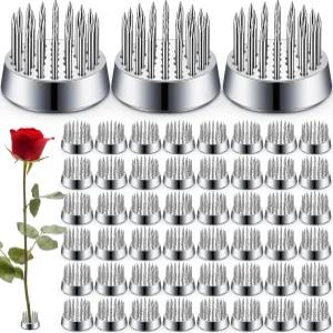 리메리 48피스 미니 원형 꽃개구리 배열용 이케바나 장식 용품 직경 23mm/0.9인치(실버)