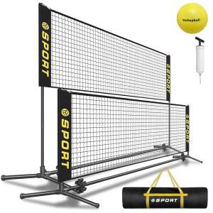 고무 배구공 펌프 휴대용 가방이 포함된 Furypiont 10 FT 미니 배구 네트 그물망 장비 세트. 테니스 배드민턴 축구 피클볼 네트를 위한 조절가능 높이 2.7FT-5.1FT