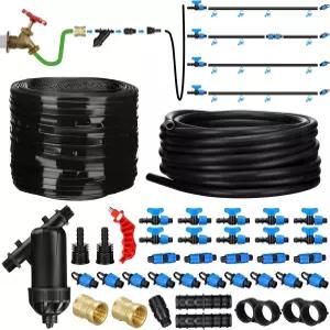 트렐라 500피트 자동 점적 관개 시스템 키트 5/8인치 테이프 워터 타이머 및 액세서리가 장착된 정원 최대