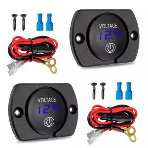 보트 해상 오토바이 트럭용 터치 스위치 및 장착 플레이트 라운드가 있는 DC 12V 24V 전압계 배터리 전압