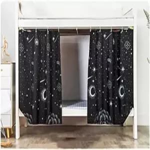 AUCOMA 2 패널 기숙사 침대 커튼 싱글 쉐이딩 장식 프라이버시 보호 커버 캐노피 2층 아래 로프트