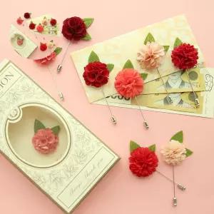 카네이션 부토니에 브로치+용돈봉투+카드 선물세트