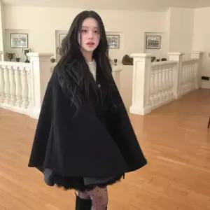 모직 케이프 코트 스트링 유품 여자모직코트 ible1