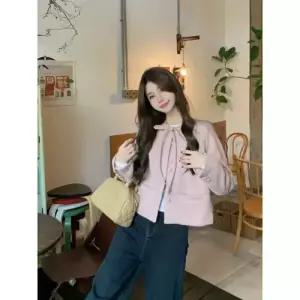 모직 봄 코트 톱 이른 여자모직코트 스트링 라운드 ible1