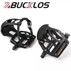 BUCKLOS PD-B329T 실내 회전 자전거 페달 발가락 클립이 있는 9/16인치 산악 운동 부품