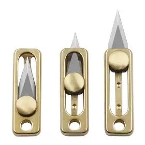 미니 황동 스테인레스 스틸 칼 휴대용 유틸리티 나이프 생존 안전 키 체인 펜던트 작은 도구 봉투 병따개