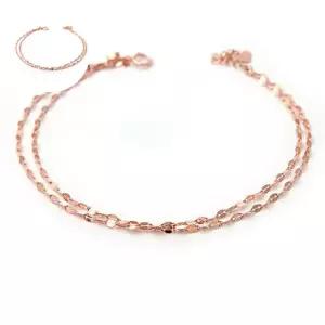 GOLD 로즈골드 여리여리 더블 체인 두줄 팔찌 14K