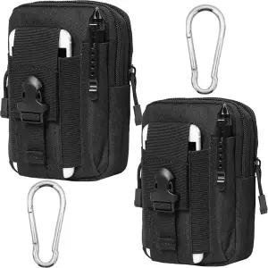 2팩 전술 몰 파우치 범용 EDC 허리 가방 아웃도어 벨트 기어 도구 가젯 포켓 휴대폰 홀스터 카키 포함
