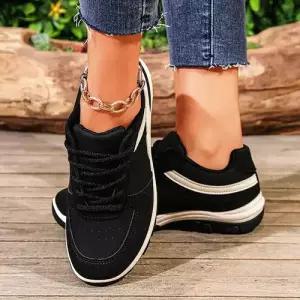 캐주얼 라운드 여자플랫슈즈 빅사이즈 배색 화 컴포트 플랫 단 봄가을 ible3