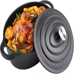 뚜껑이 있는 5.5쿼트 타원형 주철 더치 오븐 냄비 화씨 550°까지 사용 가능 식기세척기 튼튼한 조리기구