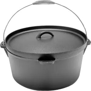 쿠실랜드 16QT 무쇠 더치 오븐 립 뚜껑 및 베일 손잡이 ？ 야외 요리 로스팅 베이킹 스튜를 위한 초대형