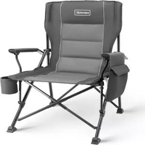 오버사이즈 접이식 캠핑 의자 무거운 사람을 위한 크고 높은 등 500파운드 지원 패딩 잔디 파티오 해변