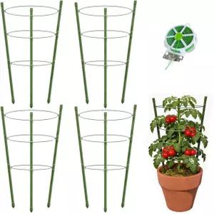 정원 식물 지원용 토마토 케이지 4팩 조절 가능한 링이 있는 18인치 소형 트렐리스 모란 스테이크 등반용