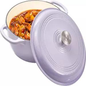 비비크리에이트 6쿼트 에나멜 주철 더치 오븐 냄비 뚜껑이 있는 헤비 듀티 빵 굽기 스튜 로스팅 안전 최대