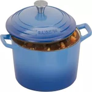 바켄 에나멜 주철 더치 오븐 냄비 빵 굽기 브레이징 로스팅 주방 및 캠프파이어 요리 습기 잠김 뚜껑 최대