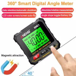 마그네틱 디지털 앵글 파인더 레벨 각도기 경사계 전자 게이지 눈금자 각도 경사 0-360 감지 도구