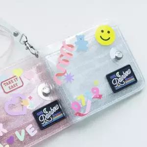 [갓샵]PVC 투명 글리터 반짝이 목걸이 DIY 카드 지갑 3color