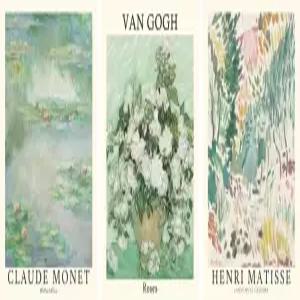 미니 세이지 그린 캔버스 월 아트 세트 마티스 반 고흐 모네 플라워 프린트 12x16 대형 미드 센추리 모던