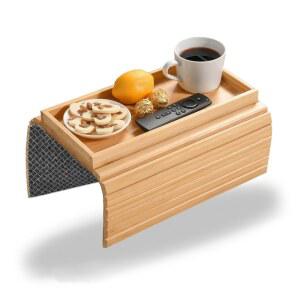 대나무 소파 팔 트레이, 천연 마감 바닥, 발수 미끄럼 접이식 방지 팔걸이 표면 강화된