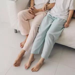 [글램공감]노바 십자스티치 이중요루면 남여공용 커플잠옷 파자마바지