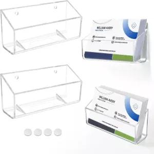 아크릴 명함 홀더 2팩 벽걸이 이름 카드 사무실 호출 디스플레이 스탠드 또는 책상 위에 놓을 수 있는 방문