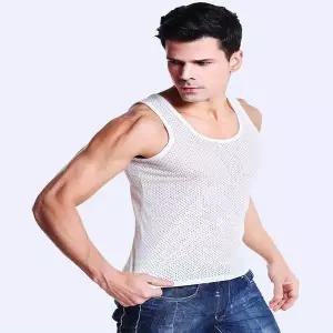 [하프클럽/]여름 쿨나시 아이스 실키 좁은 어깨끈 메쉬 민소매