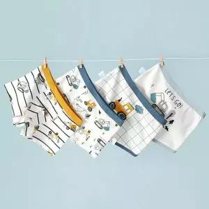 [보리보리/꼼지]UM04 스퀘어블루 4종세트 남아 유아 코튼 드로즈 사각 팬티