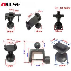 6가지 유형 옵션 대시 캠 브래킷 인터페이스 용 16mm 볼 조인트 흡입 컵 홀더 헤드 백미러 Dvr 마운트 액세