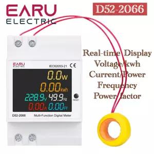 D52-2066 에너지 미터 DIN 레일 전력 사용량 모니터 AC 40-300V 100A 볼트미터 암페어미터 와트 KWH 주파수