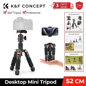 K&F CONCEPT 52cm 데스크탑 미니 삼각대 카메라용 컴팩트 360도 회전 ° 비디오 캠코더용 로우 프로파일 볼