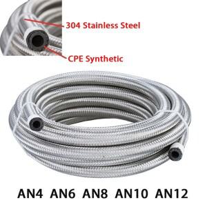 1M-10M AN4AN6 AN8 공용 자동차 연료 호스 오일 쿨러 라인 파이프 튜브 스테인리스 브레이드 내부 CPE 고무