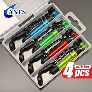 낚시 경보 표시기 용 상자가있는 4pcs 잉어 스윙 버 보빈, 크리스마스에 가장 적합, 추수 감사절에