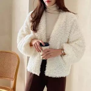 [다잇템]여자 외투 점퍼 덤블 단추없는 카라없는 민무늬 재킷