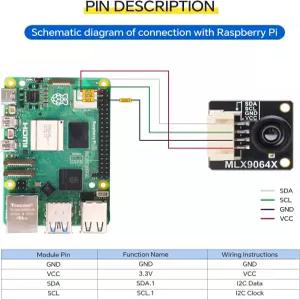 MLX90640-D55 열 카메라 32x24 IR 어레이 I2C 인터페이스 라즈베리 파이용 아두이노 및 STM32와 호환 소방