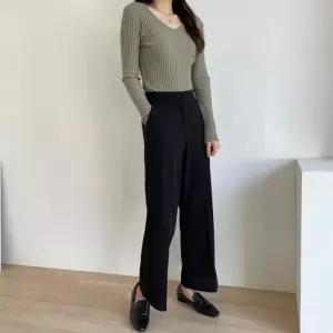 [다잇템]여자 키큰녀 정장바지 넓은 키작녀 나팔 고무줄 바지