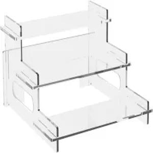 Ymjhdfe 클리어 아크릴 디스플레이 라이저 - 컵케이크 향수 피규어 수집품 및 디저트용 3단 선반 스탠드