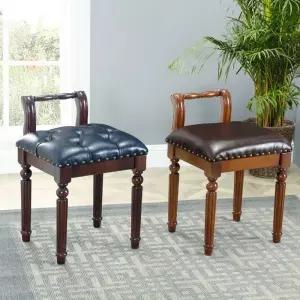 북유럽 화장대 가죽의자 고급 원목 등받이 인테리어 스툴 엔틱