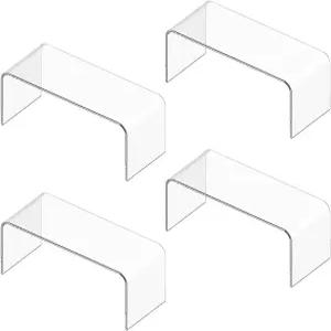 HTRYBNES 4팩 대형 아크릴 라이저 디스플레이 스탠드 5mm 두께 책 장난감 컵케이크 피규어 11.8 x 4.72