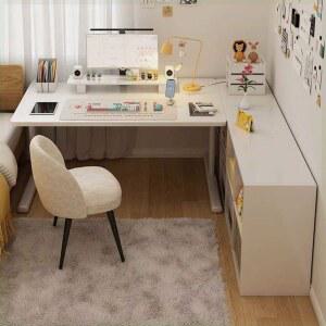 컴퓨터책상 데스크 와이드 원룸 코너 학생 기억자 원목