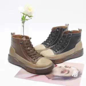 [다잇템]여자 끈있는 보온안감 두꺼운굽 어글리 무광 발목부츠