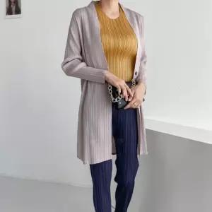 [다잇템]여성 좋은 플리츠원단 아코디언 롱가디건